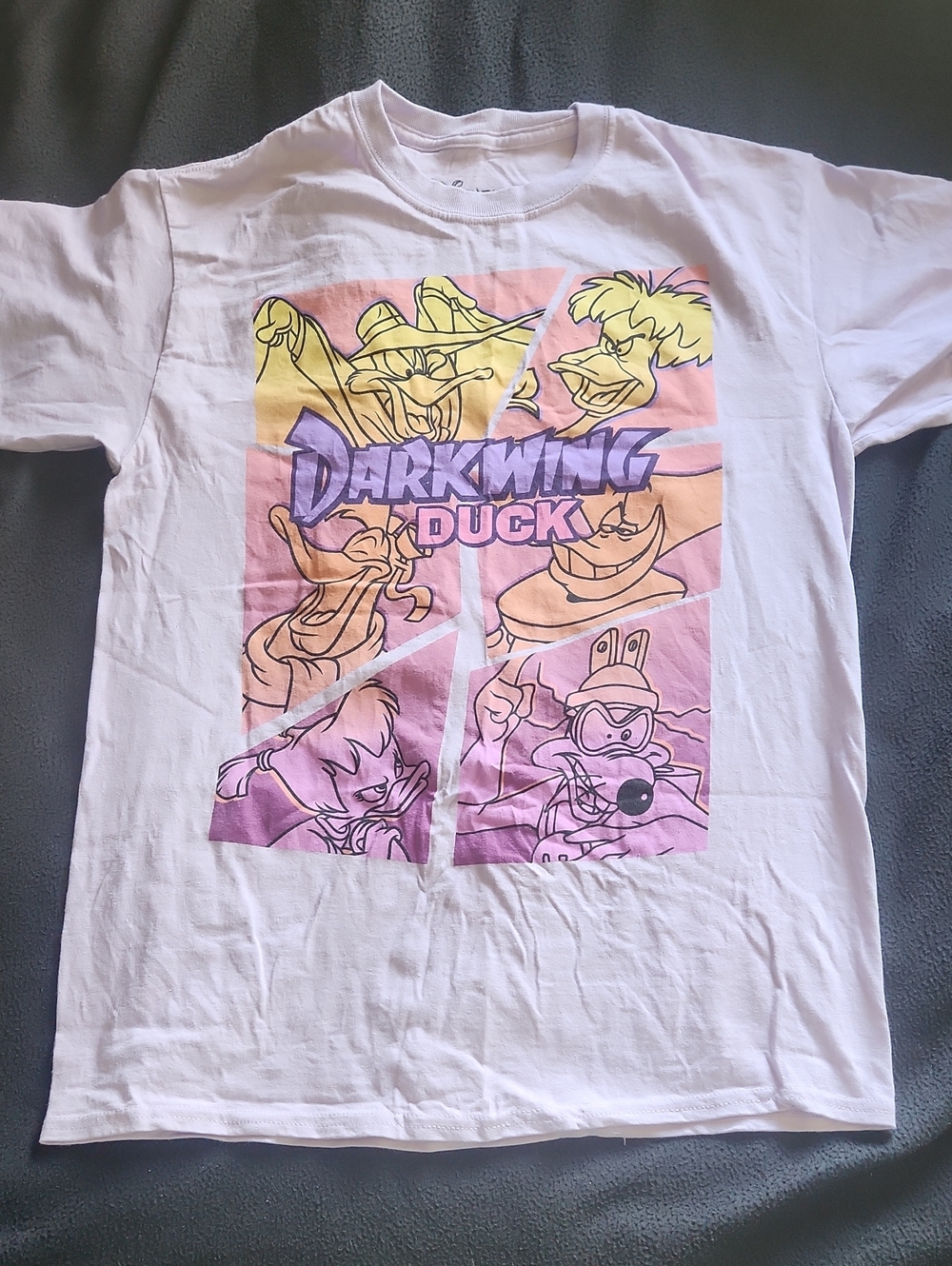 Darkwing Duck Graphic Tee - White with Pastel Yellow & Pink Print